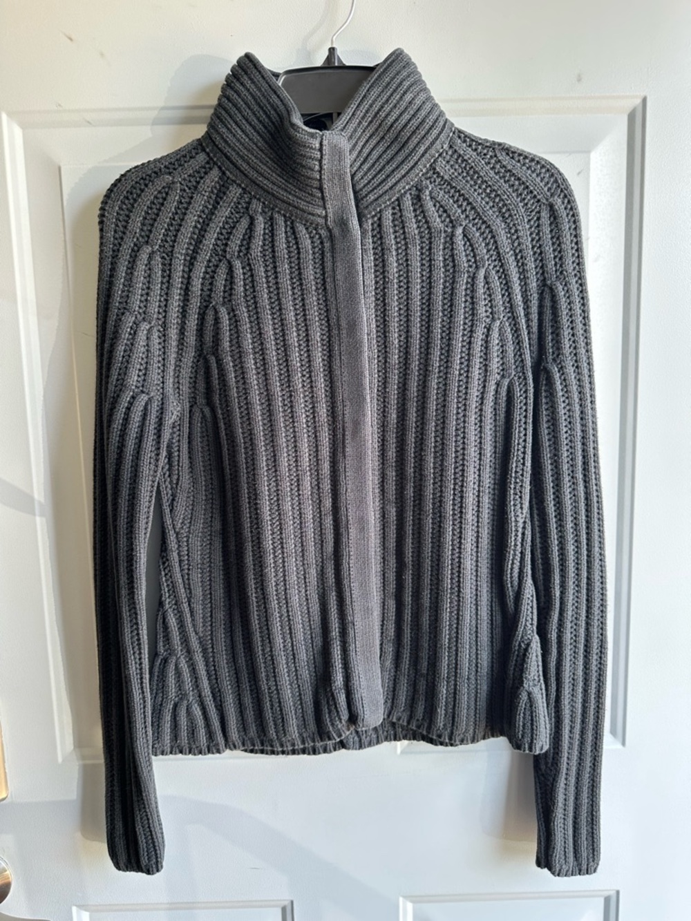 Banana Republic Black Ribbed Button Up Turtleneck Sweater